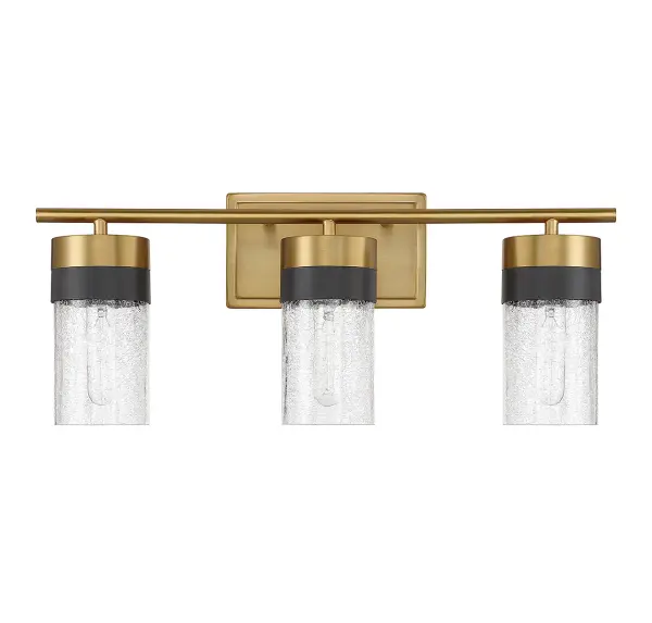 Brickell 3-Light Bathroom Vanity Light in Warm Brass and Black - Image 2