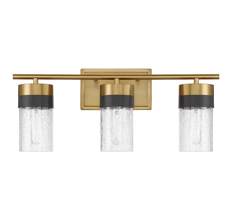 Brickell 3-Light Bathroom Vanity Light in Warm Brass and Black - Image 2