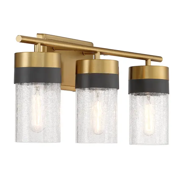 Brickell 3-Light Bathroom Vanity Light in Warm Brass and Black - Image 4