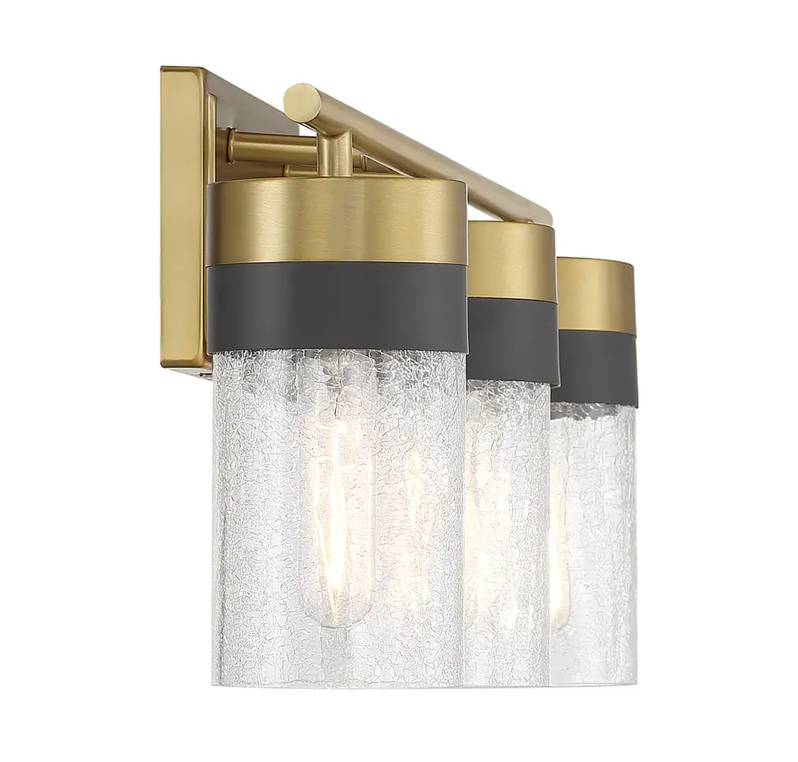 Brickell 3-Light Bathroom Vanity Light in Warm Brass and Black - Image 5