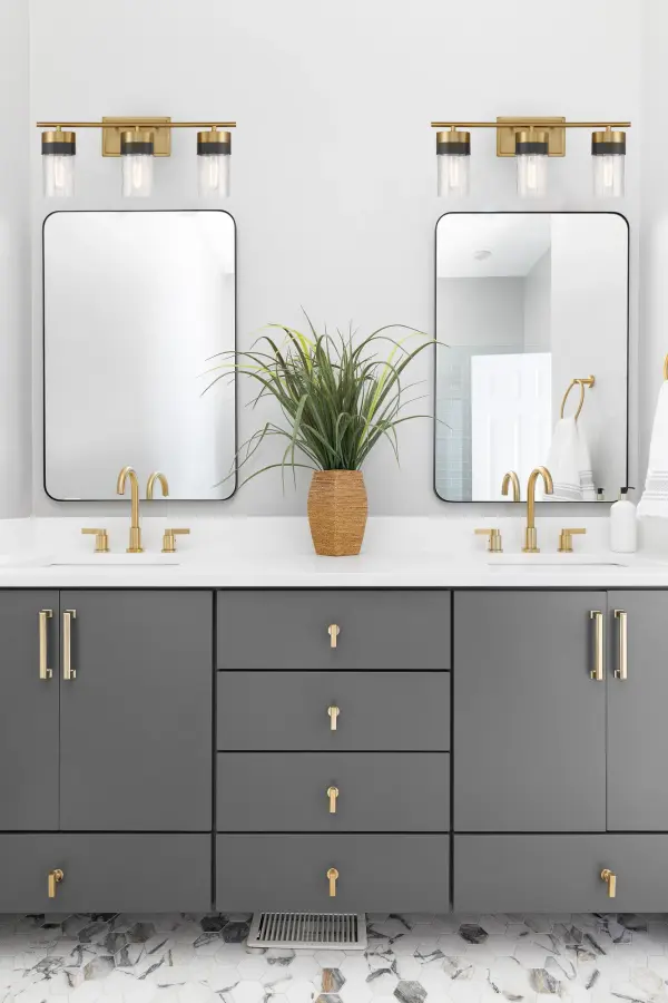 Brickell 3-Light Bathroom Vanity Light in Warm Brass and Black - Image 8