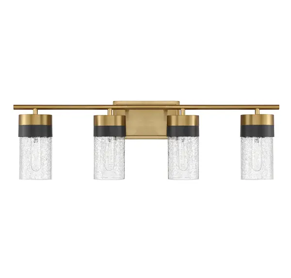 Brickell 4-Light Bathroom Vanity Light in Warm Brass and Black - Image 2