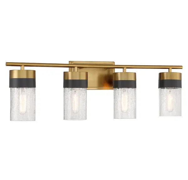 Brickell 4-Light Bathroom Vanity Light in Warm Brass and Black - Image 3