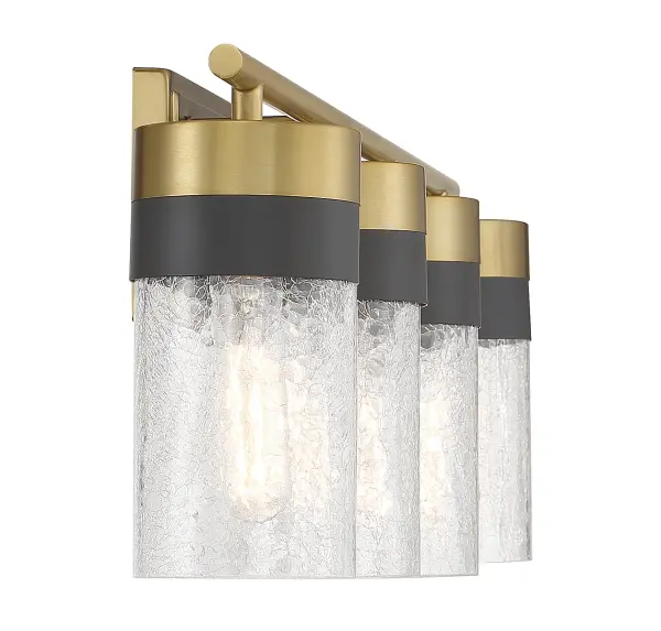 Brickell 4-Light Bathroom Vanity Light in Warm Brass and Black - Image 5