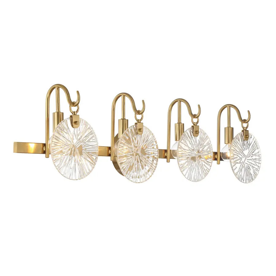 Addison Four Light Bathroom Vanity in Warm Brass - Image 4