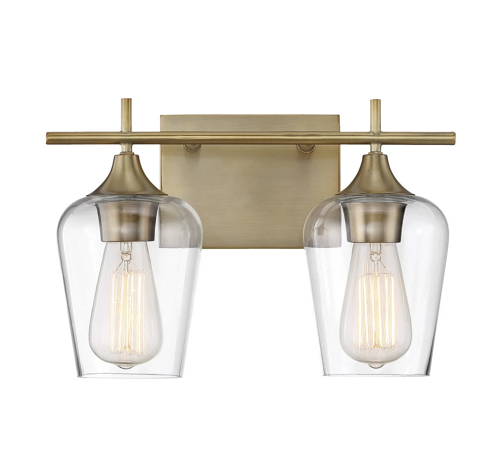 Octave Two Light Bath Bar in Warm Brass