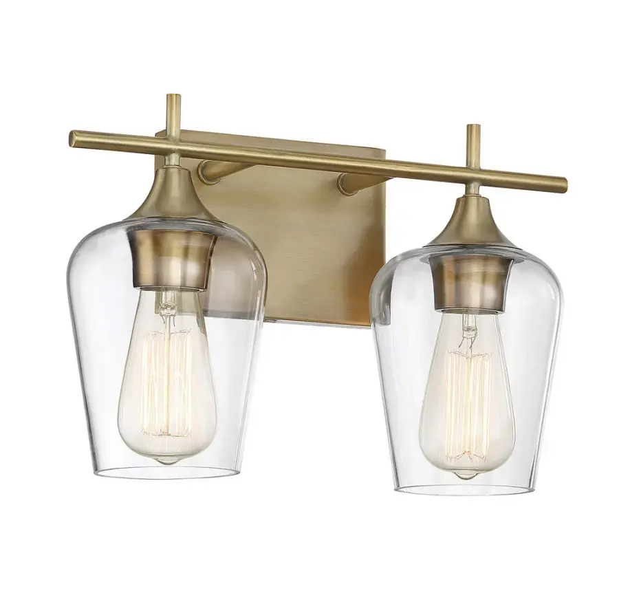 Octave Two Light Bath Bar in Warm Brass - Image 2