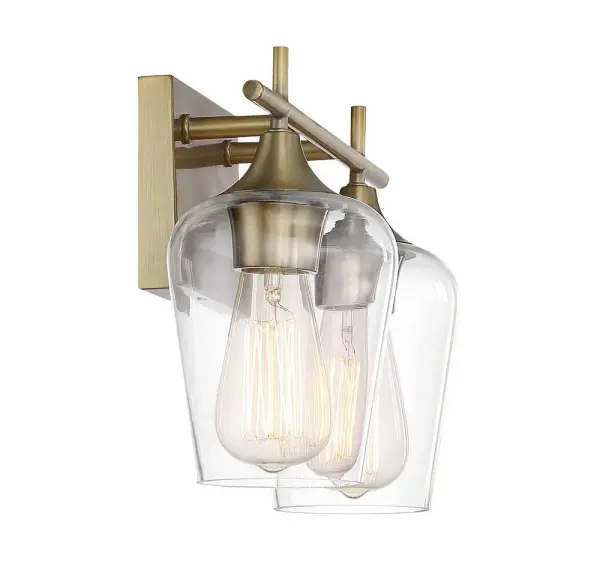 Octave Two Light Bath Bar in Warm Brass - Image 3