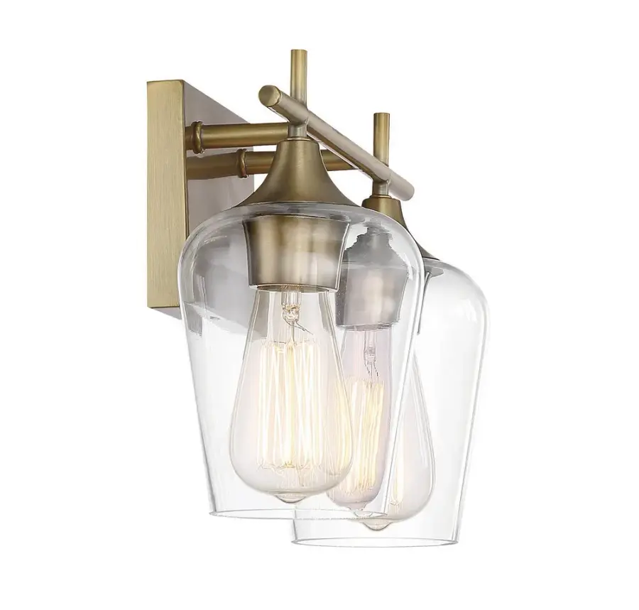 Octave Two Light Bath Bar in Warm Brass - Image 3
