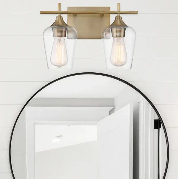 Octave Two Light Bath Bar in Warm Brass - Image 4