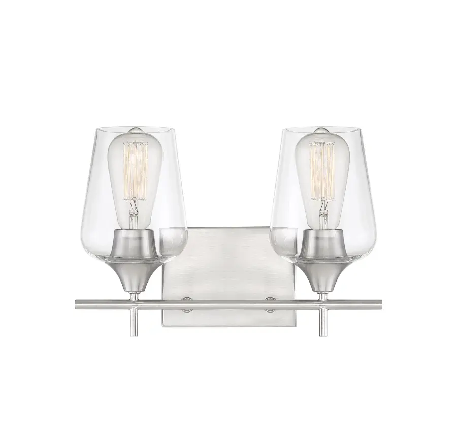 Octave 2-Light Bathroom Vanity Light in Satin Nickel - Image 1