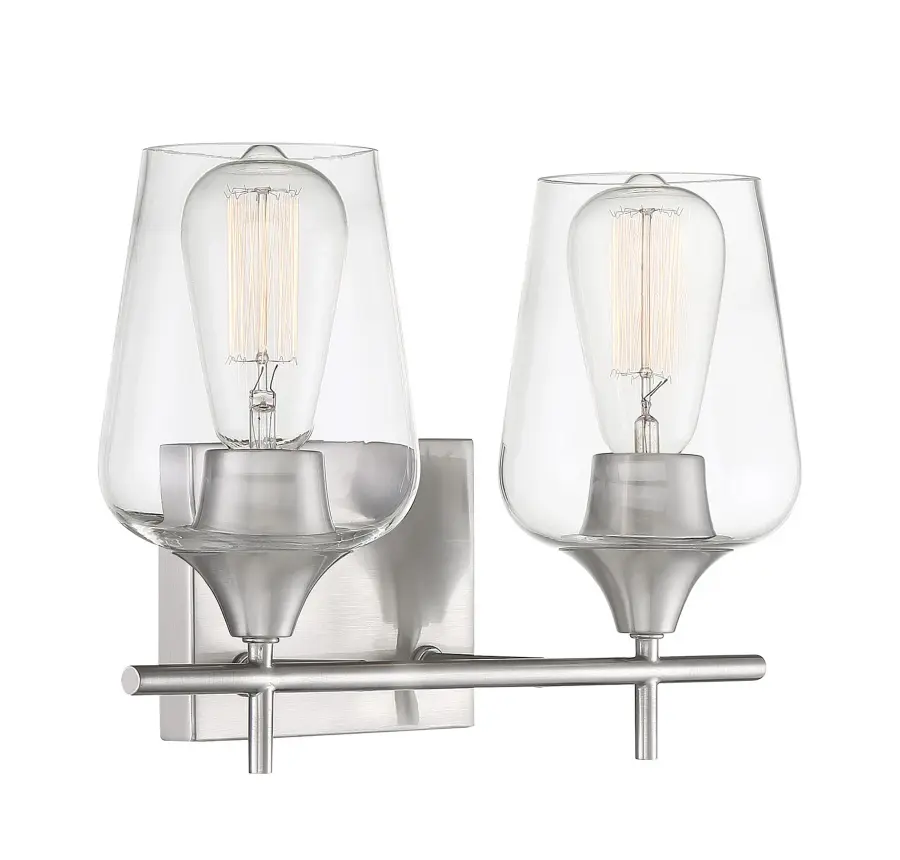Octave 2-Light Bathroom Vanity Light in Satin Nickel - Image 4