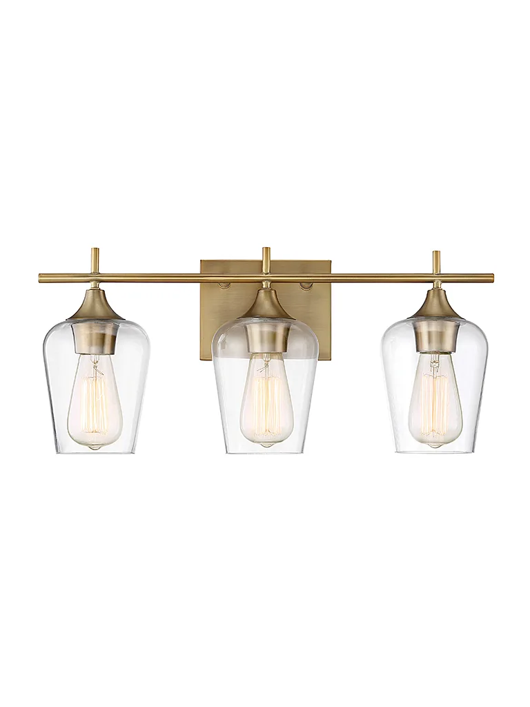 Octave 3-Light Bath Bar in Warm Brass