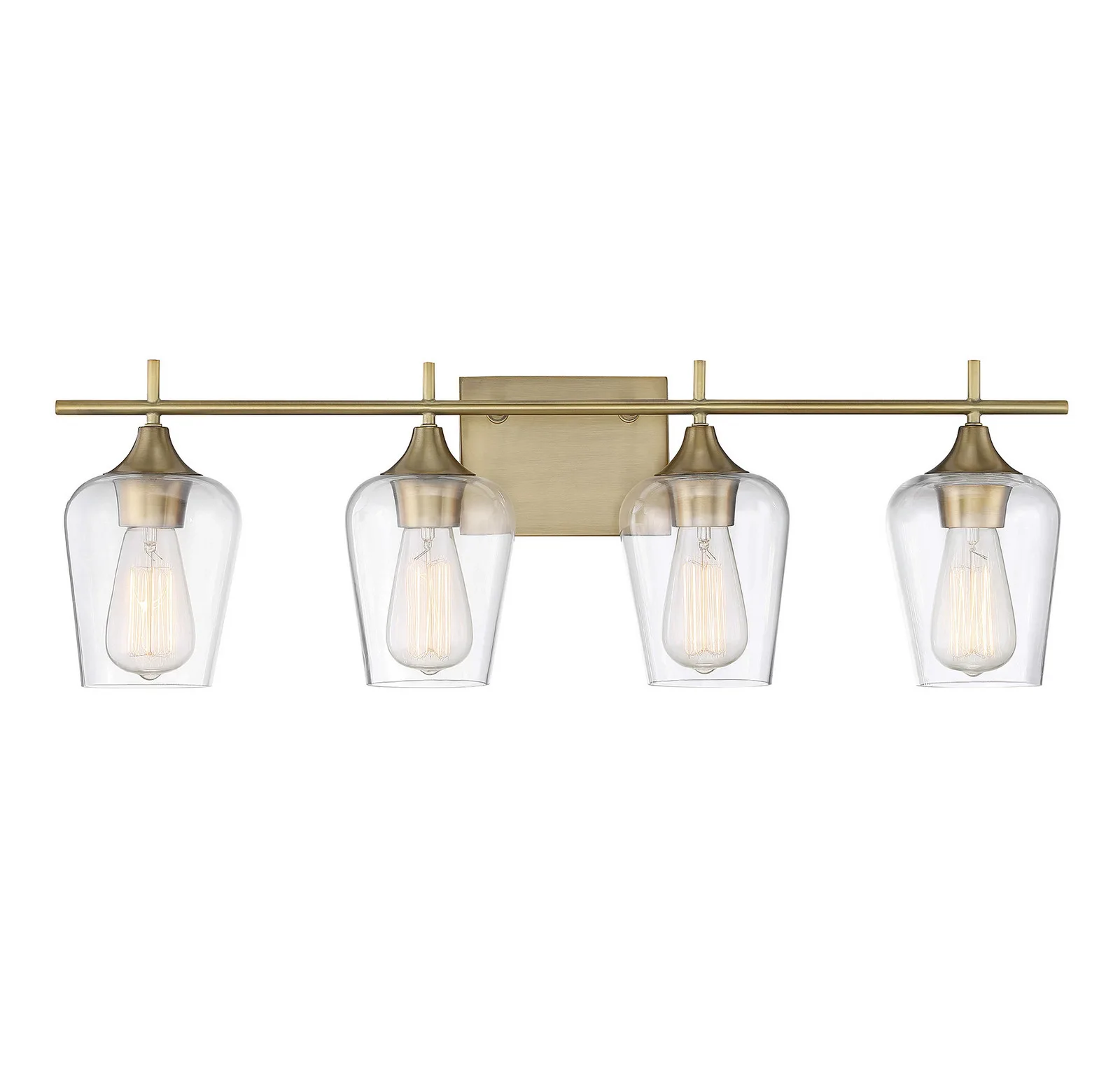 Octave Four Light Bath Bar in Warm Brass