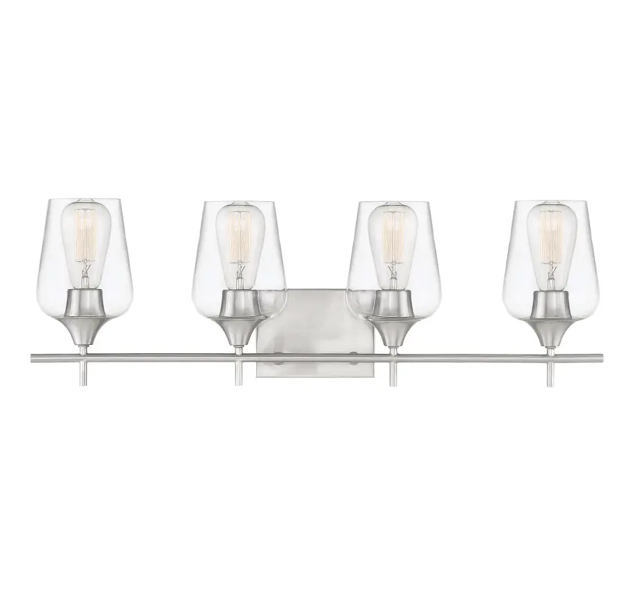 Octave 4-Light Bathroom Vanity Light in Satin Nickel - Image 1