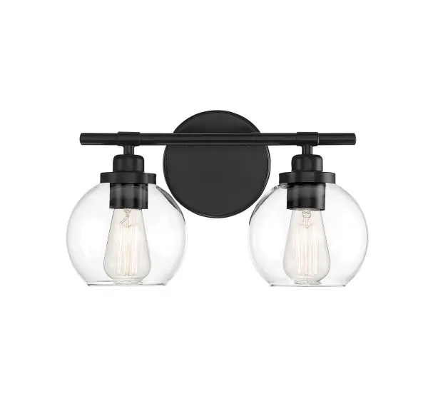 Carson 2-Light Bathroom Vanity Light in Matte Black - alternate view