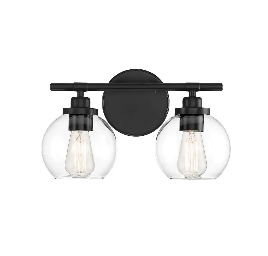 Carson 2-Light Bathroom Vanity Light in Matte Black - Image 2