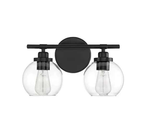 Carson 2-Light Bathroom Vanity Light in Matte Black - Image 3