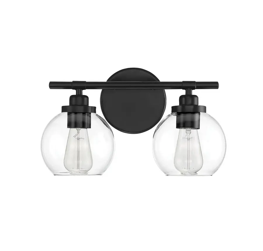 Carson 2-Light Bathroom Vanity Light in Matte Black - Image 4