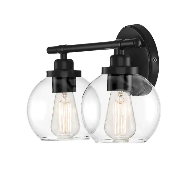 Carson 2-Light Bathroom Vanity Light in Matte Black - Image 8