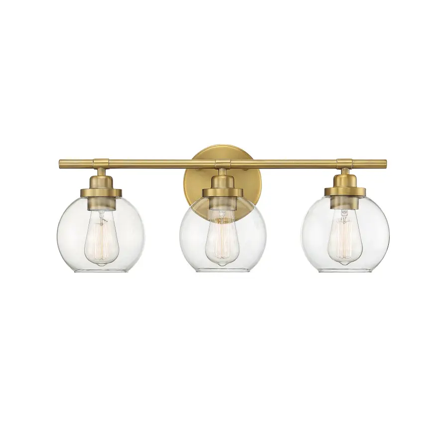 Carson Three Light Bath Bar in Warm Brass - Image 2