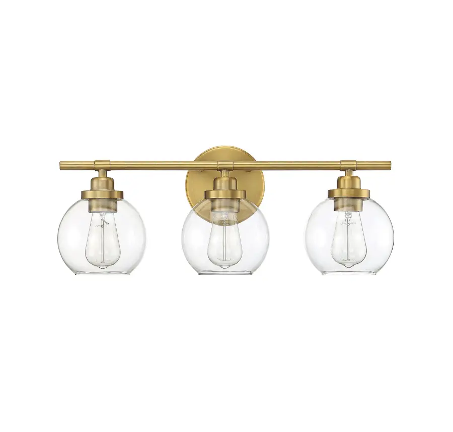 Carson Three Light Bath Bar in Warm Brass - Image 4