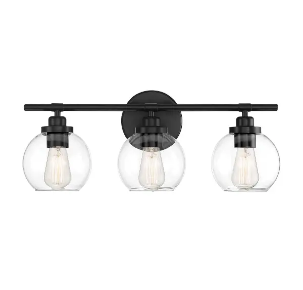 Carson 3-Light Bathroom Vanity Light in Matte Black - alternate view