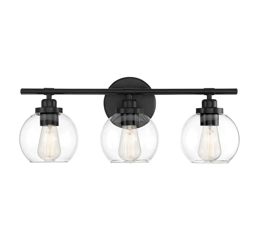 Carson 3-Light Bathroom Vanity Light in Matte Black - Image 2