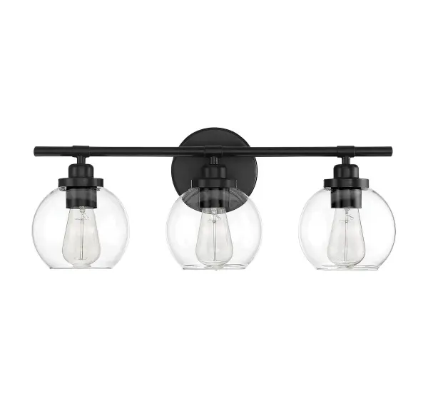 Carson 3-Light Bathroom Vanity Light in Matte Black - Image 3