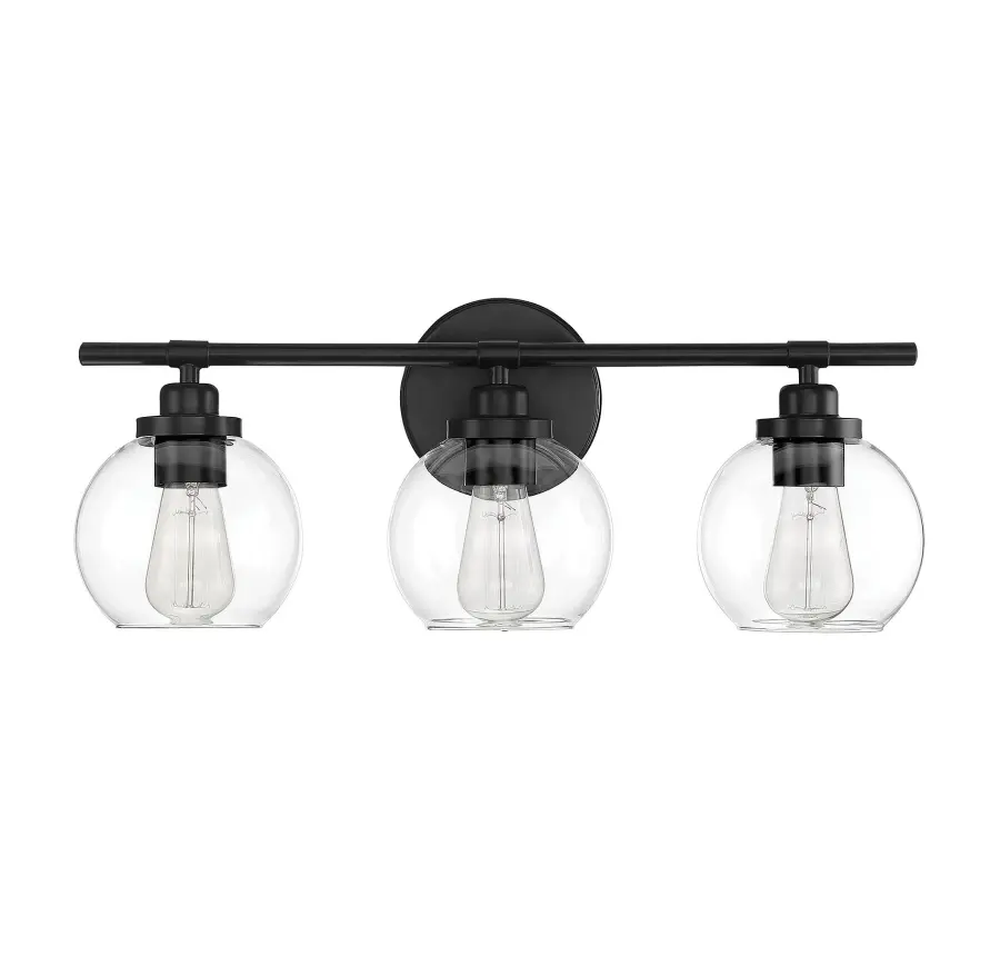 Carson 3-Light Bathroom Vanity Light in Matte Black - Image 3