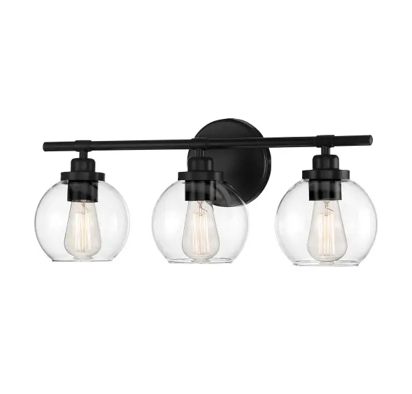 Carson 3-Light Bathroom Vanity Light in Matte Black - Image 6