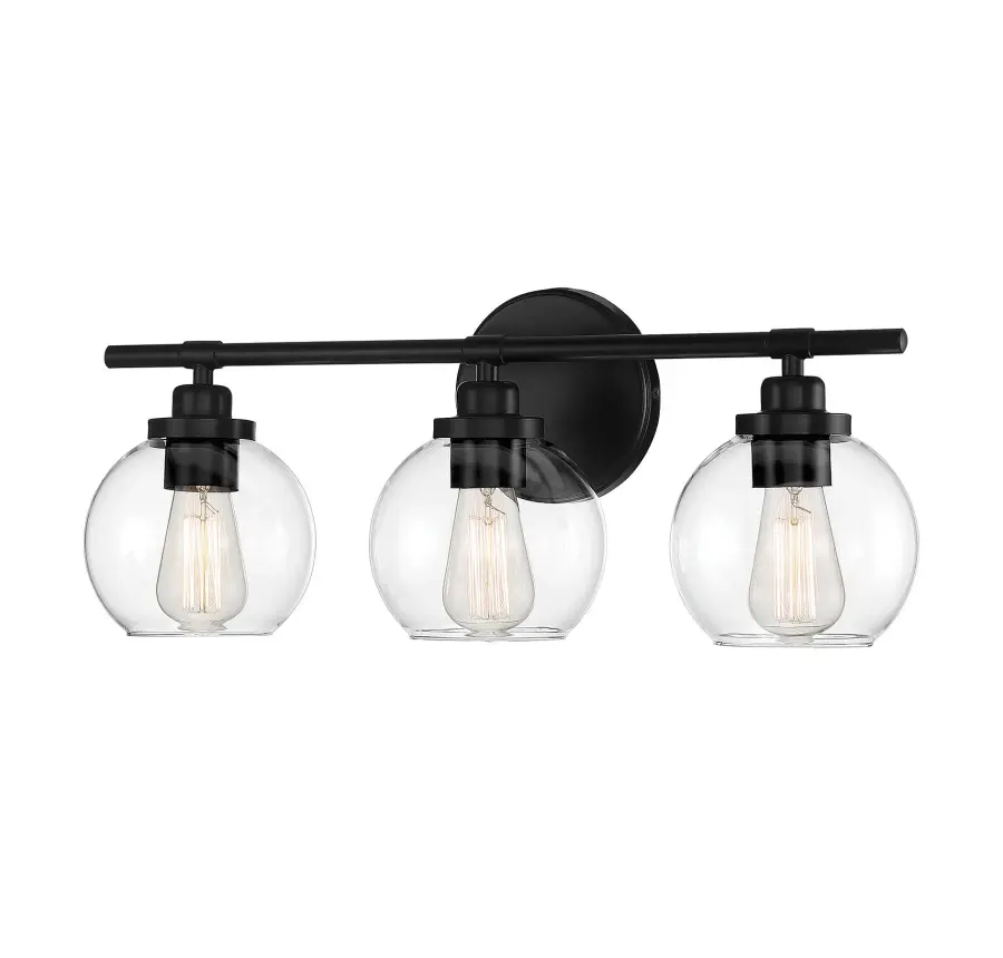 Carson 3-Light Bathroom Vanity Light in Matte Black - Image 6