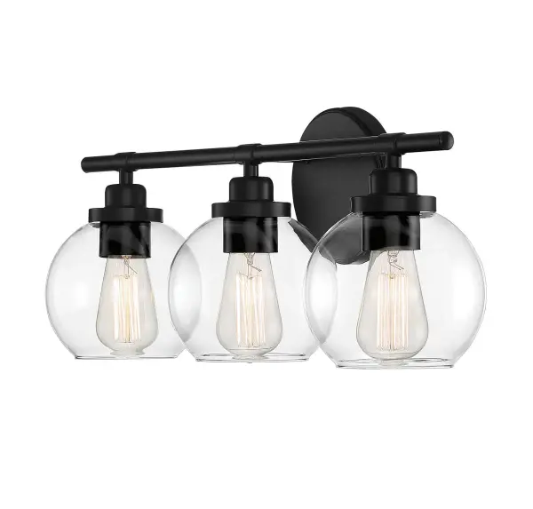 Carson 3-Light Bathroom Vanity Light in Matte Black - Image 8
