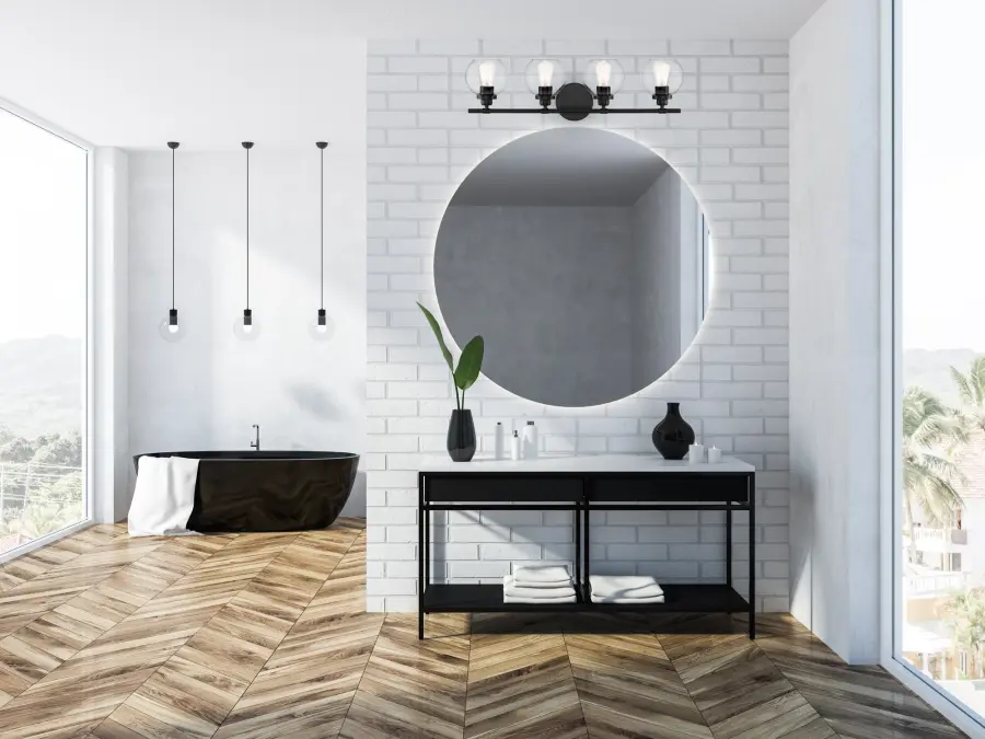 Carson 4-Light Bathroom Vanity Light in Matte Black - Image 11