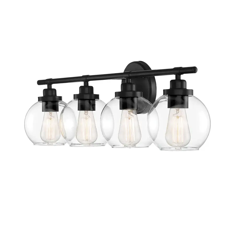Carson 4-Light Bathroom Vanity Light in Matte Black - Image 8