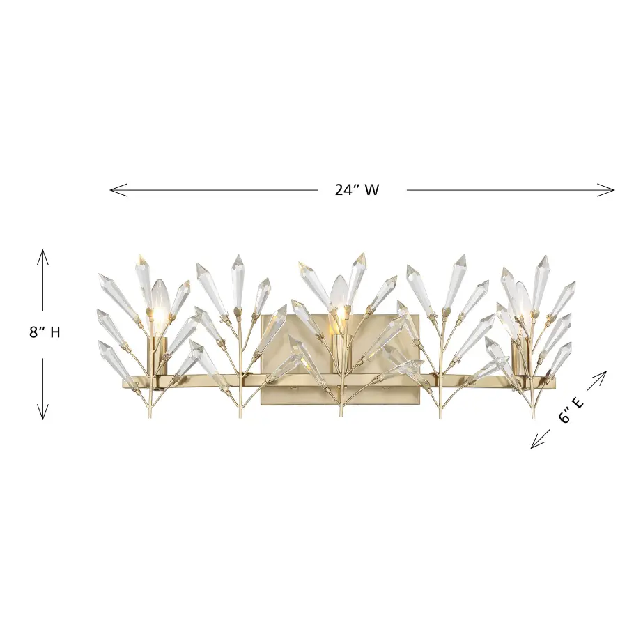 Orianna 3-Light Bathroom Vanity Light in Noble Brass - Image 6