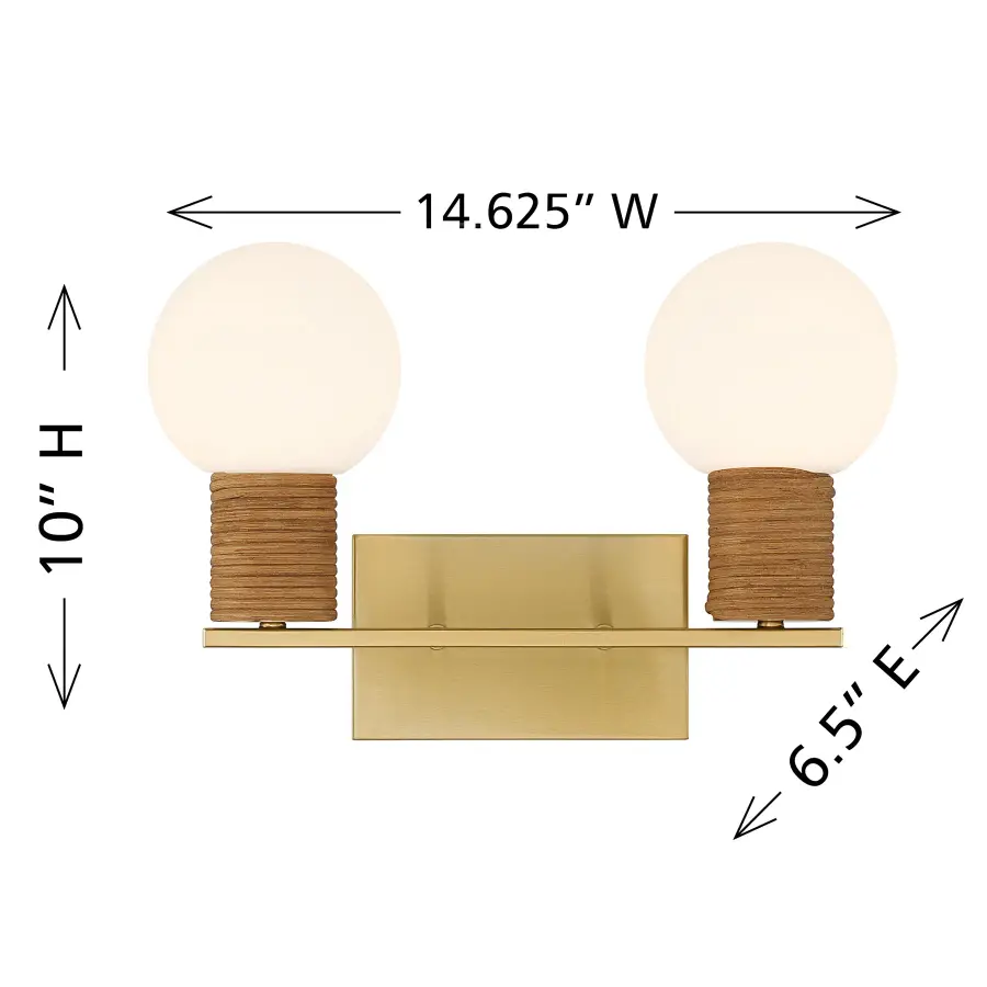 Jarrell 2-Light Bathroom Vanity Light in Warm Brass - Image 6