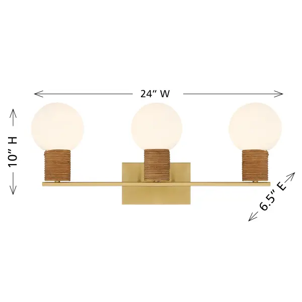 Jarrell 3-Light Bathroom Vanity Light in Warm Brass - Image 6