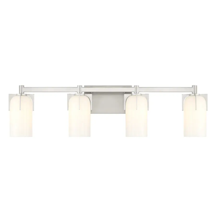 Caldwell 4-Light Bathroom Vanity Light in Satin Nickel - Image 1