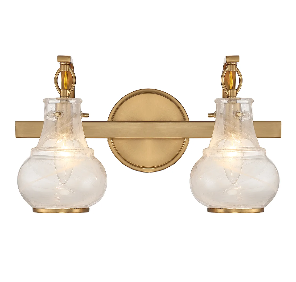 Adams Two Light Bathroom Vanity in Warm Brass