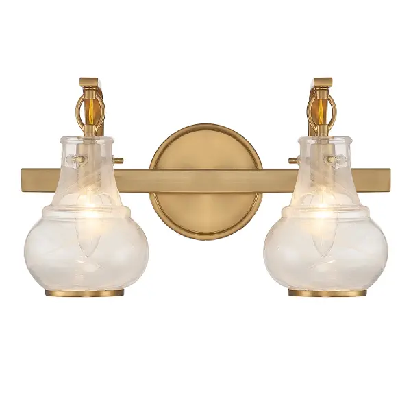 Adams 2-Light Bathroom Vanity Light in Warm Brass