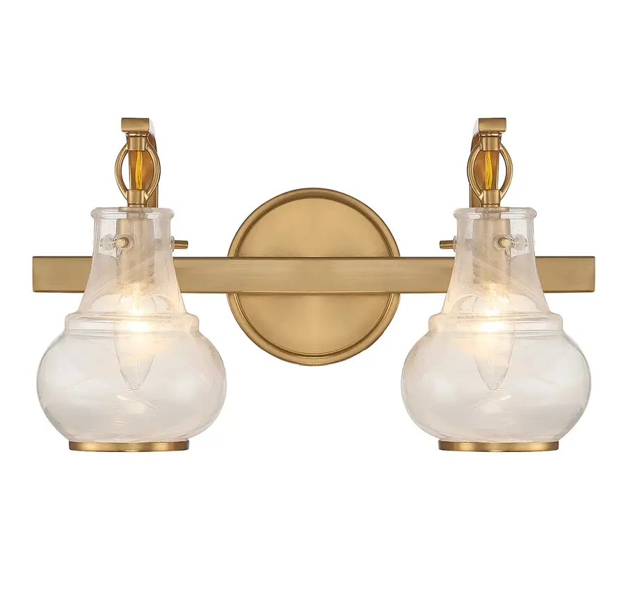 Adams 2-Light Bathroom Vanity Light in Warm Brass - Image 1