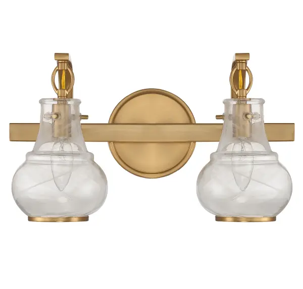 Adams 2-Light Bathroom Vanity Light in Warm Brass - Image 3