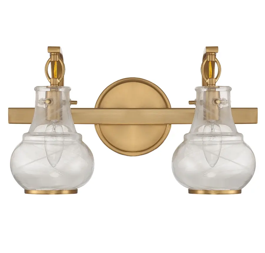 Adams 2-Light Bathroom Vanity Light in Warm Brass - Image 3