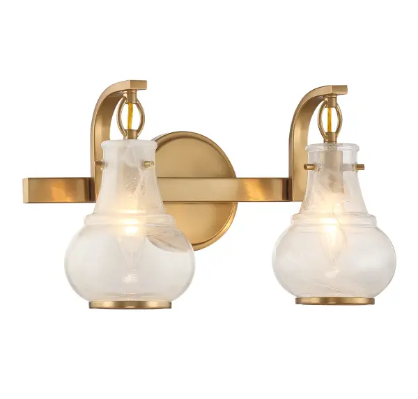 Adams 2-Light Bathroom Vanity Light in Warm Brass - Image 4
