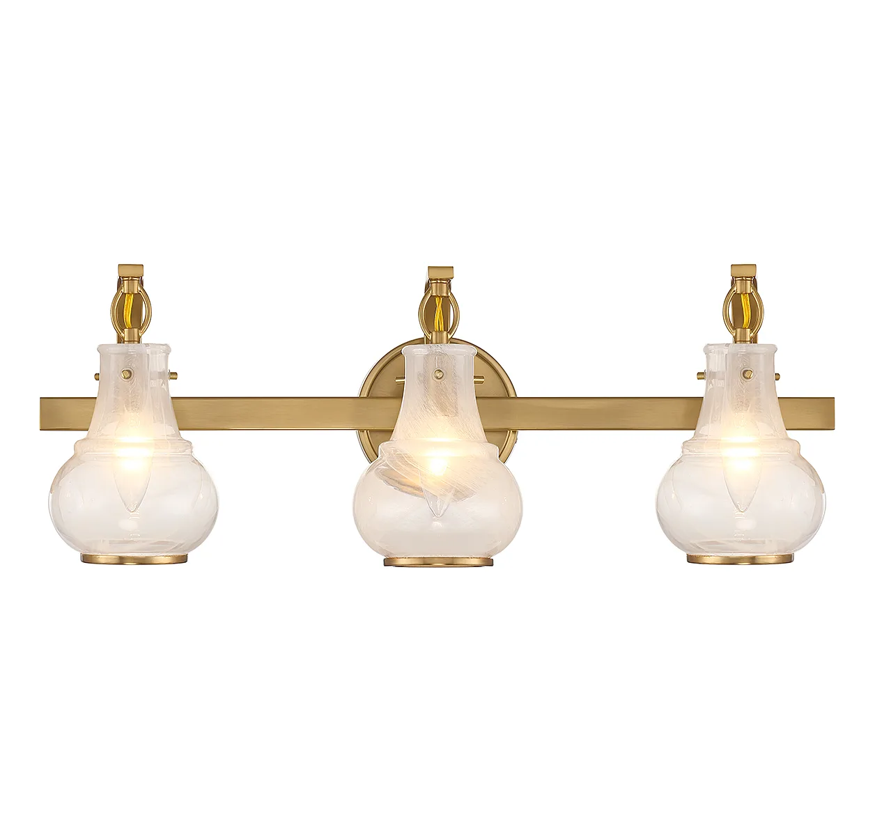 Adams Three Light Bathroom Vanity in Warm Brass