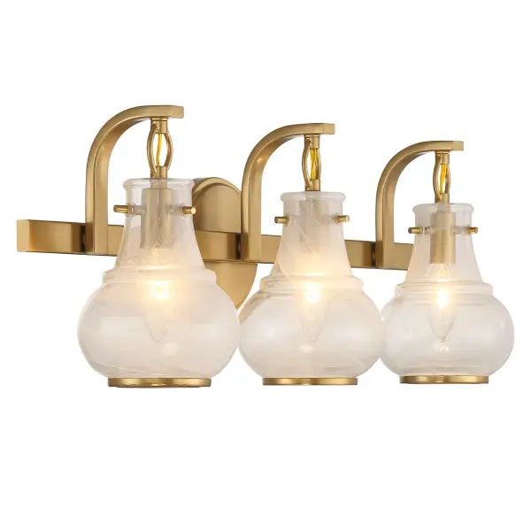Adams 3-Light Bathroom Vanity Light in Warm Brass - alternate view