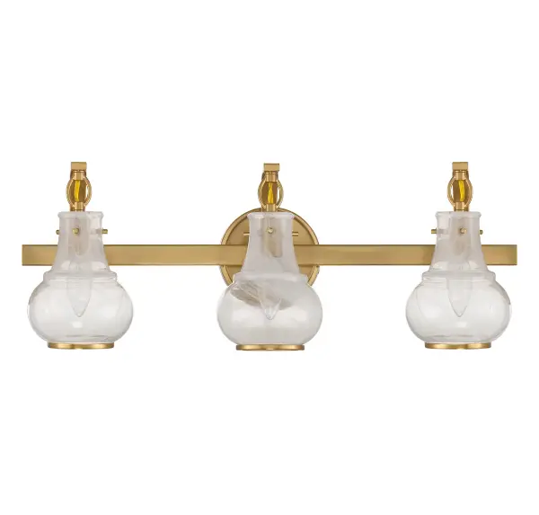 Adams 3-Light Bathroom Vanity Light in Warm Brass - Image 3