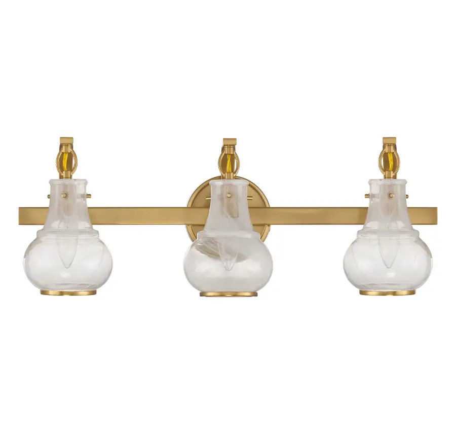 Adams 3-Light Bathroom Vanity Light in Warm Brass - Image 3