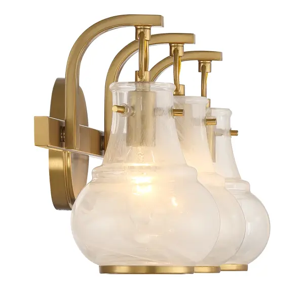 Adams 3-Light Bathroom Vanity Light in Warm Brass - Image 5
